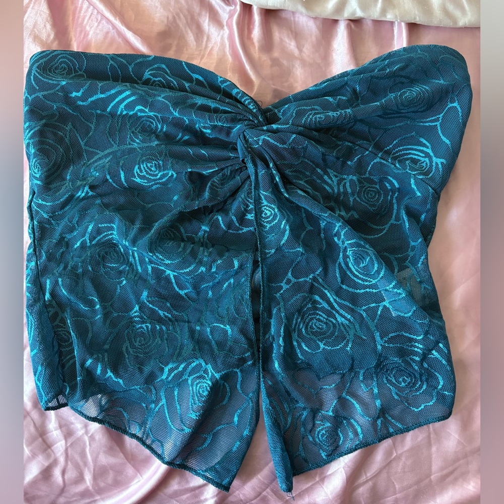 Floral sheer Lace bow croptop